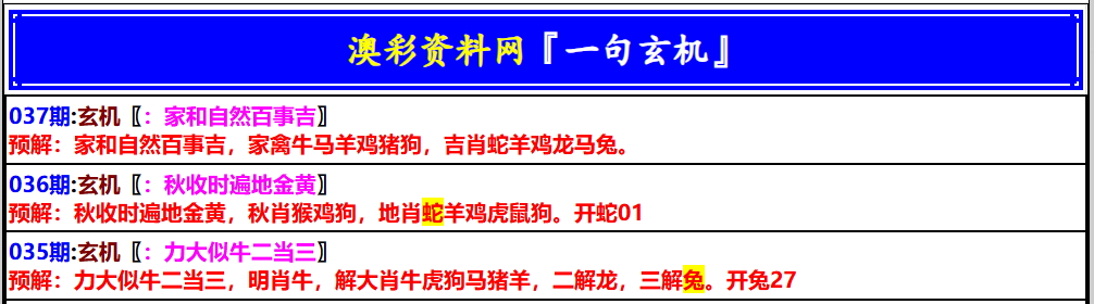 037期澳门一句玄机[图]