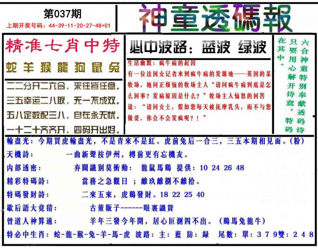 037期神童透码报[图]